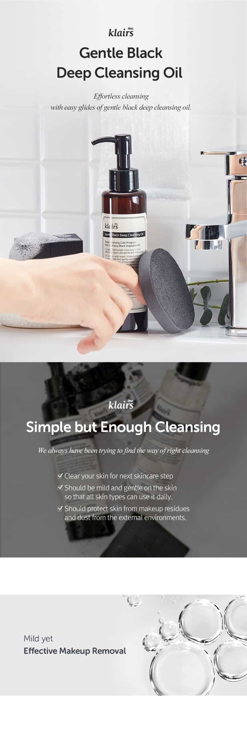Dear KLAIRS Gentle Deep Black Cleansing Oil 150 ml - Imagen 2